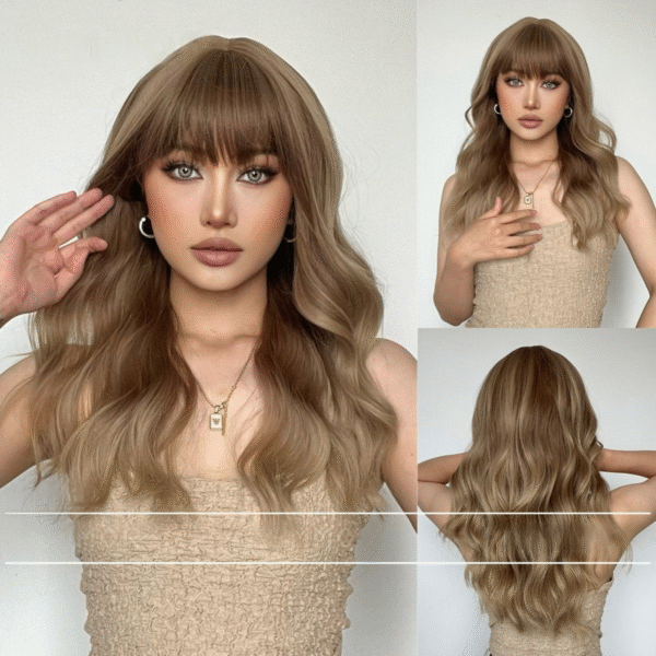 Zeus Wigs|Gradient Brown Bangs Big Wave Long Curly Hair - 图片 4