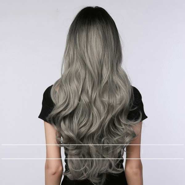 Zeus Wigs | Gradient Gray Bangs Big Wave Long Curly Hair - 图片 4
