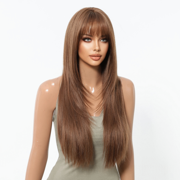 Zeus wig |Brown long straight hair high temperature silk wig - 图片 2