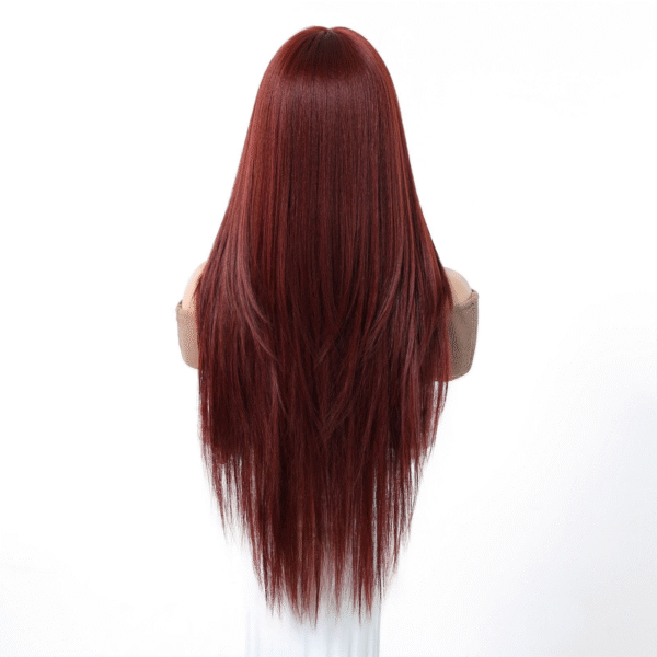 Zeus wig|Deep red long straight bangs wig - 图片 2