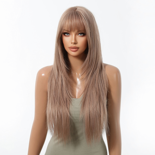Zeus wig |Light brown long straight bangs wig - 图片 2