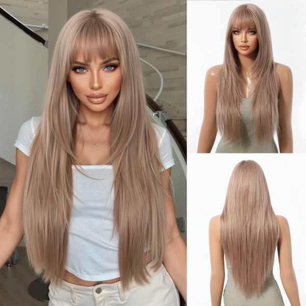 Zeus wig |Light brown long straight bangs wig - 图片 4