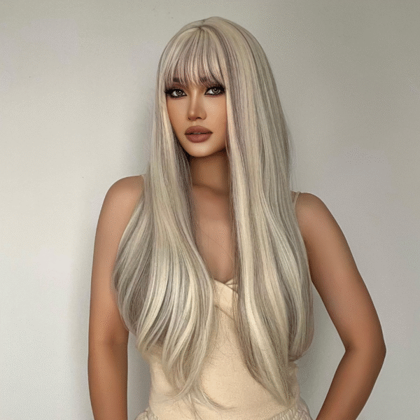 Zeus wigBlack gradient golden long straight bangs wig - 图片 3