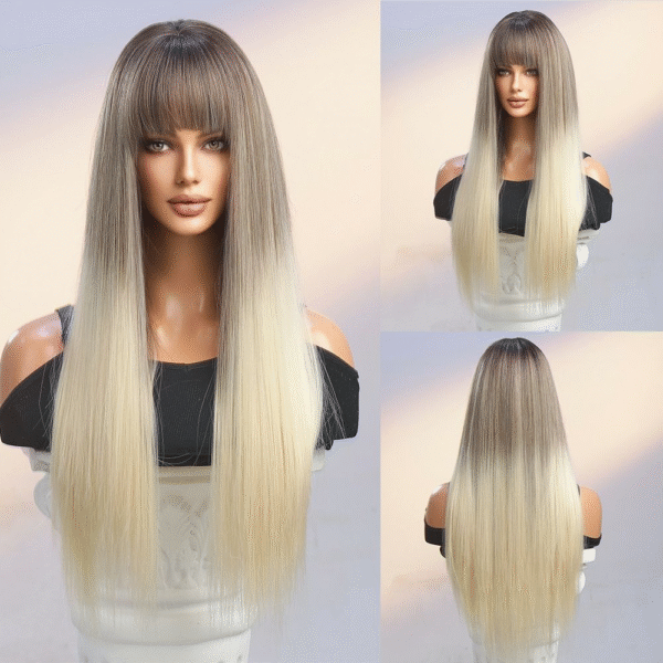 Zeus wigBlack gradient golden long straight bangs wig - 图片 4