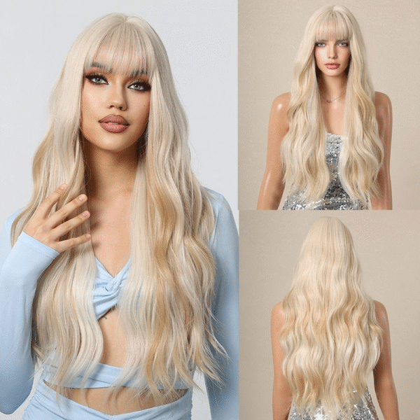 Zeus Wigs|Light blonde bangs big waves long curly hair - 图片 5