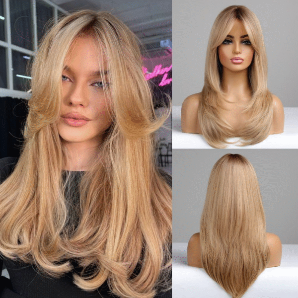 Zeus wig | High-temperature, light golden, medium-length straight wig - 图片 3