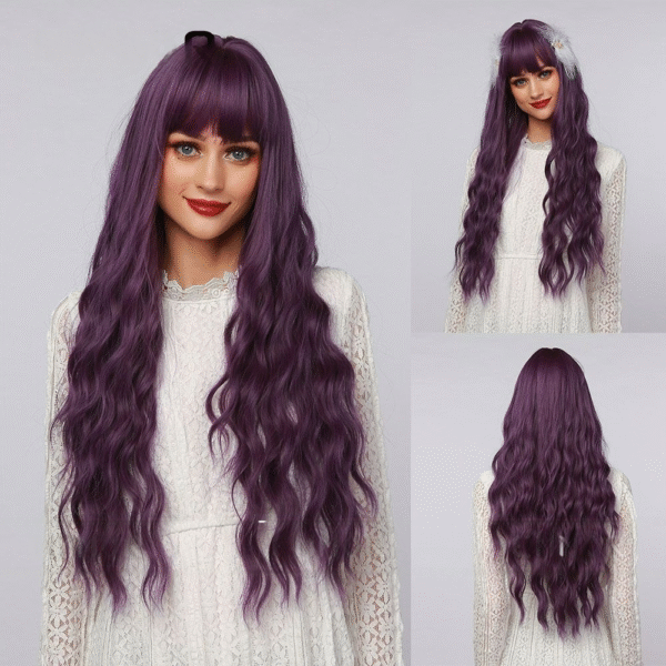 Zeus Wig | Purple Long Curly Hair Big Wave Women's Wigs - 图片 2