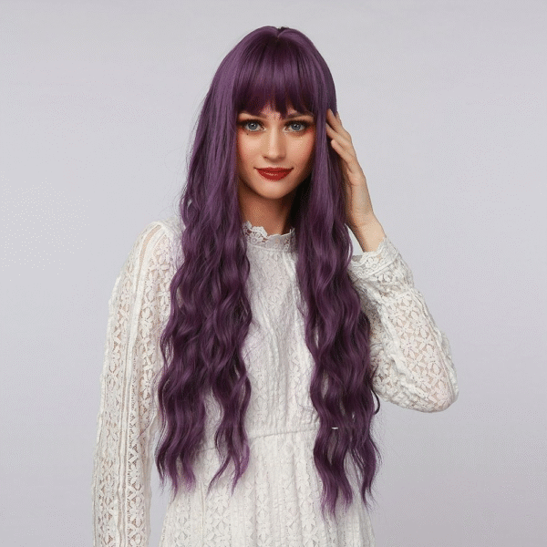 Zeus Wig | Purple Long Curly Hair Big Wave Women's Wigs - 图片 3