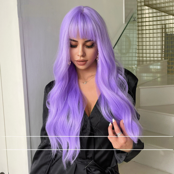 Zeus Wig | Purple Long Curly Hair Big Wave Women's Wigs - 图片 2