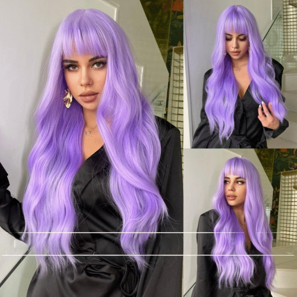 Zeus Wig | Purple Long Curly Hair Big Wave Women's Wigs - 图片 4